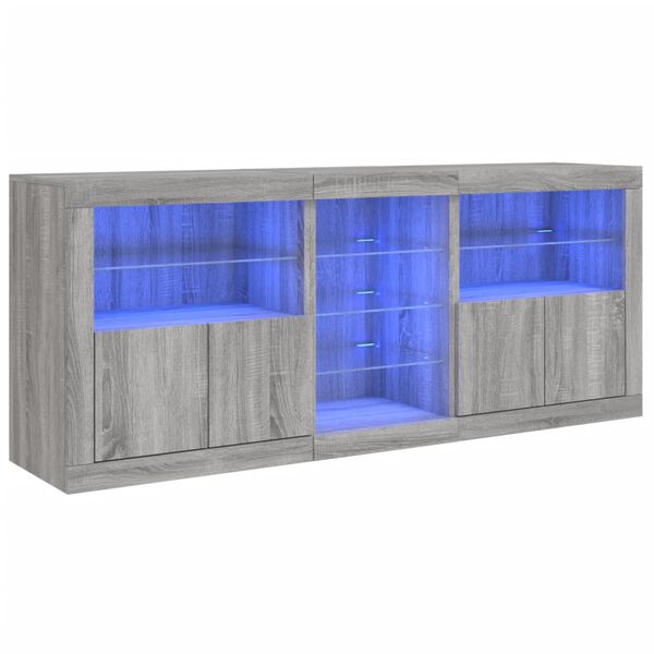 vidaXL Komoda s LED svjetlima boja sivog hrasta 181,5x37x67 cm