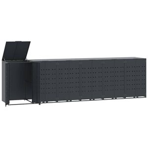 vidaXL Spremi&scaron;te za 6 kante za otpad antracit 414x79x117 cm čelično