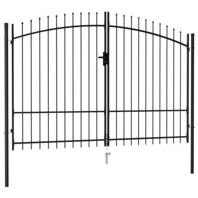 vidaXL Dvostruka vrata za ogradu sa šiljcima na vrhu 3 x 2 m crna