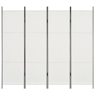 vidaXL Sobna pregrada s 4 panela bijela 200 x 180 cm