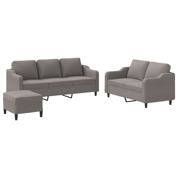 vidaXL 3-dijelni set sofa s jastucima smeđesivi od tkanine