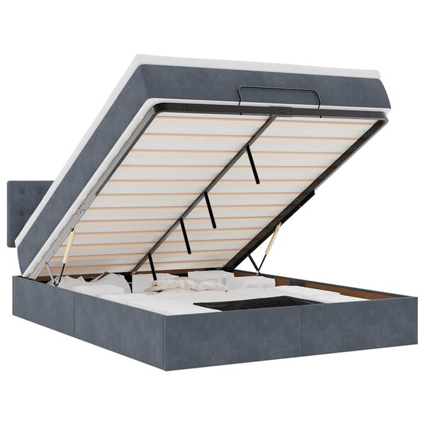 vidaXL Otomanski krevet s madracem&LED tamnosivi 140x200 cm bar&scaron;unasti