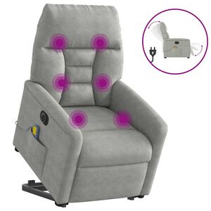 vidaXL Električni masažni naslonjač na podizanje svijetlosivi