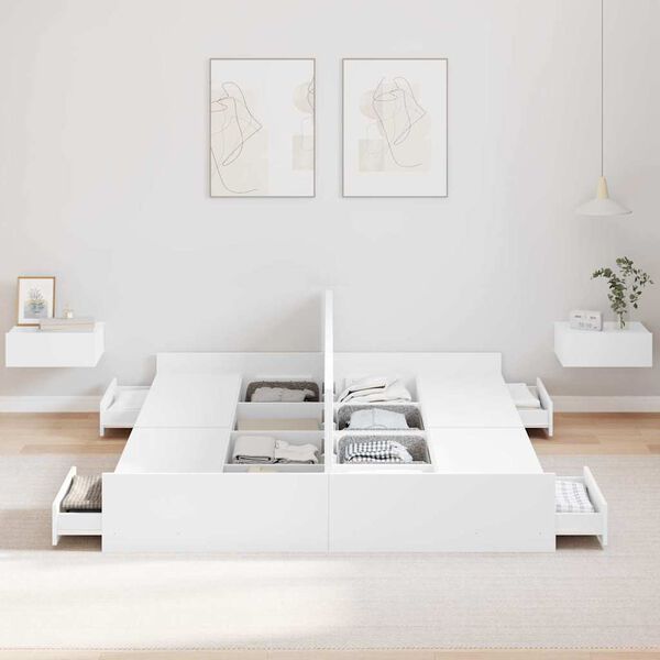 vidaXL Krevet s ladicama Bijelo 135 x 190 cm Konstruirano drvo