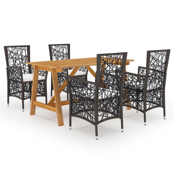 vidaXL 5-dijelni vrtni blagovaonski set smeđi