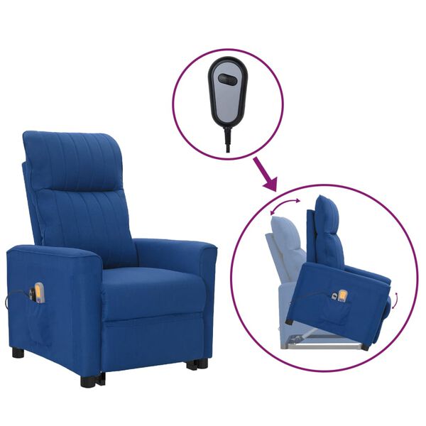 vidaXL Masažna fotelja na podizanje plava od tkanine