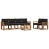vidaXL Set vanjskih sofa s jastukom 7 pcs Prirodna i crna