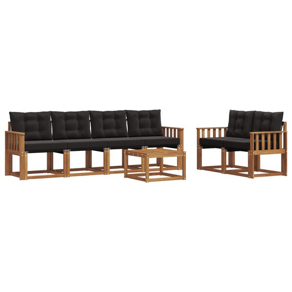 vidaXL Set vanjskih sofa s jastukom 7 pcs Prirodna i crna