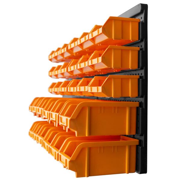 vidaXL 32-dijelni set kutija za pohranu sa zidnim pločama žuto-crni