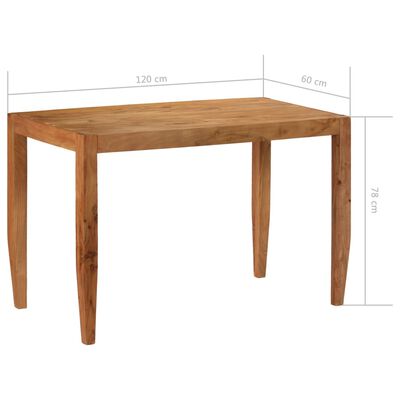 vidaXL Blagovaonski stol od masivnog drva bagrema 120x60x78 cm smeđi