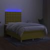 vidaXL Krevet box spring s madracem LED zeleni 120 x 200 cm od tkanine