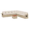 vidaXL 10-dijelni set vrtnih sofa s jastucima bež od poliratana