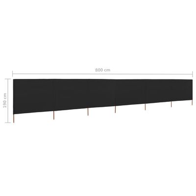 vidaXL Vjetrobran sa 6 panela od tkanine 800 x 160 cm crni