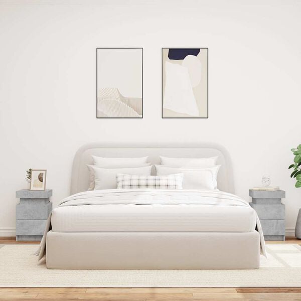 vidaXL Noćni ormarići s LED svjetlima 2 kom boja betona 35x39x55 cm