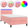 vidaXL Krevet box spring s madracem LED ružičasti 90x190 cm bar&scaron;unasti