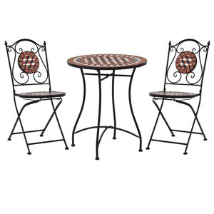 vidaXL 3-dijelni mozaični bistro set s keramičkim pločicama boje cigle