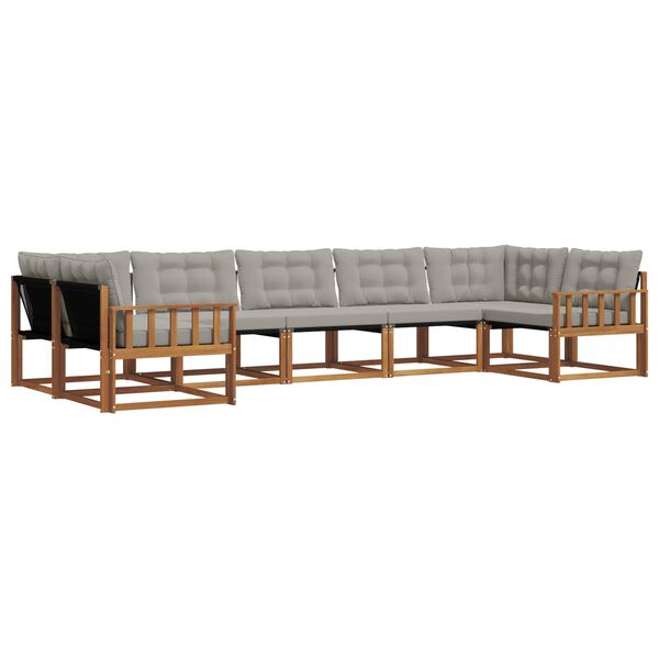 vidaXL Set vanjskih sofa s jastukom 7 pcs Prirodna i svijetlo siva