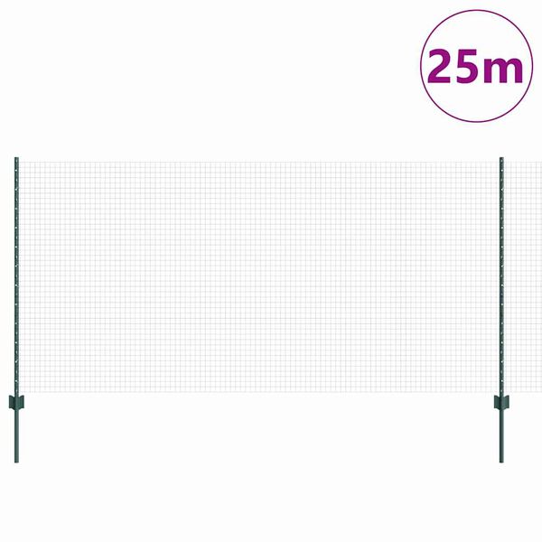 vidaXL Ograda s postovima Zelena 1,2 x 25 m Čelik i PVC