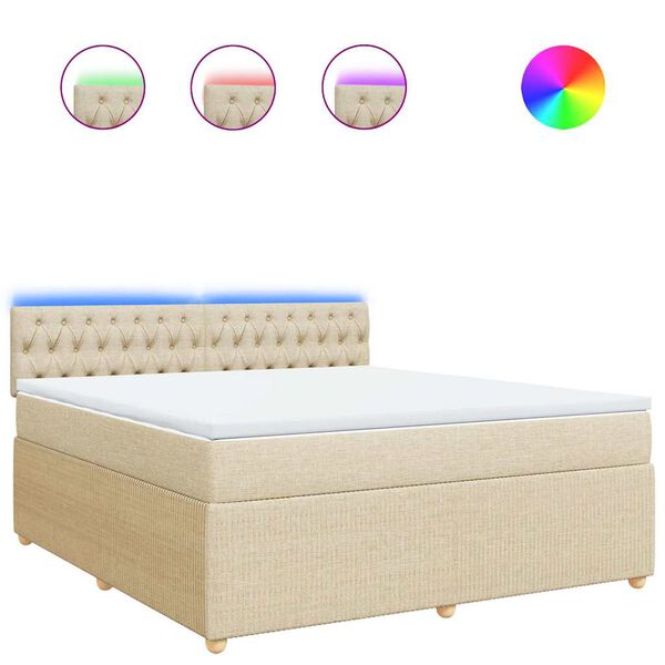 vidaXL Krevet s oprugama i madracem krem 180x200 cm od tkanine