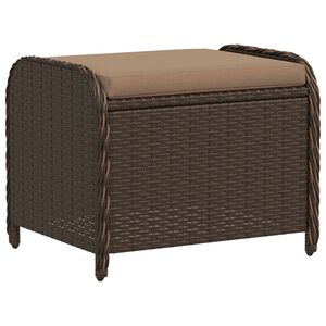 vidaXL Vrtni tabure s jastukom smeđi 58x46x46 cm od poliratana