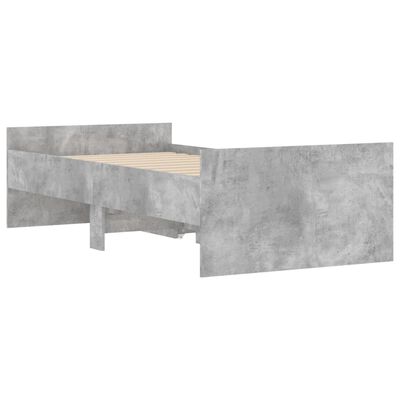 vidaXL Okvir kreveta s ladicama boja betona 75 x 190 cm za jednu osobu