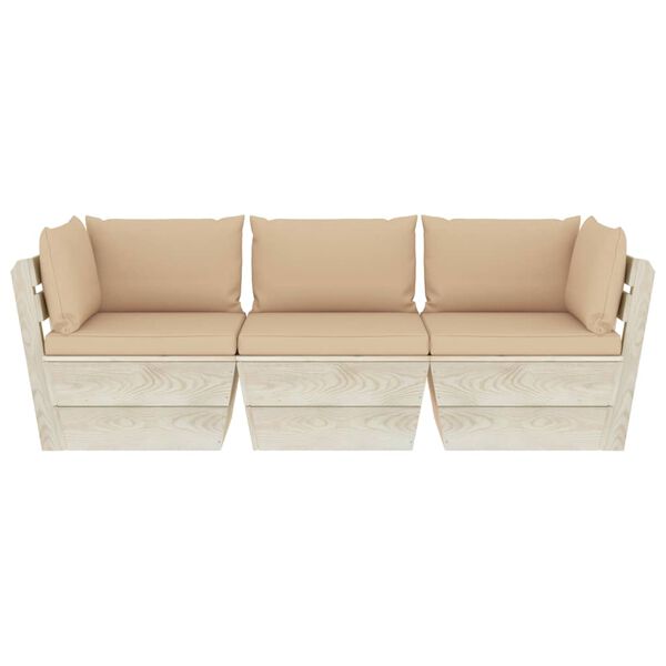 vidaXL Vrtni trosjed od paleta od smrekovine s jastucima