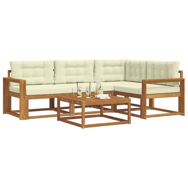 vidaXL Set vanjskih sofa s jastukom 5 pcs Prirodna i krem