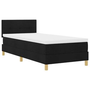 vidaXL LED Box Spring Krevet s LED trakama Crna 90 x 200 cm tkanina