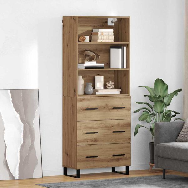 vidaXL Highboard Umjetnički hrast 69,5 x 34 x 180 cm Konstruirano drvo