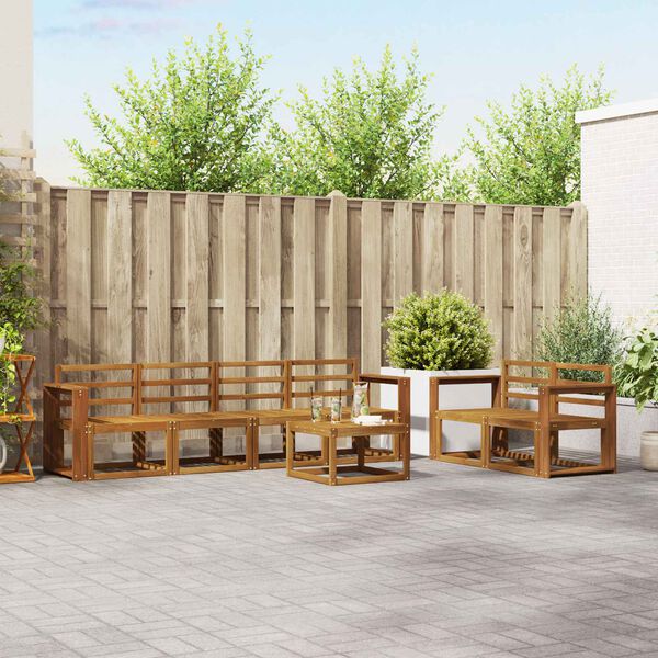 vidaXL Set vanjskih sofa 7 pcs Prirodna Čvrsto drvo akacije