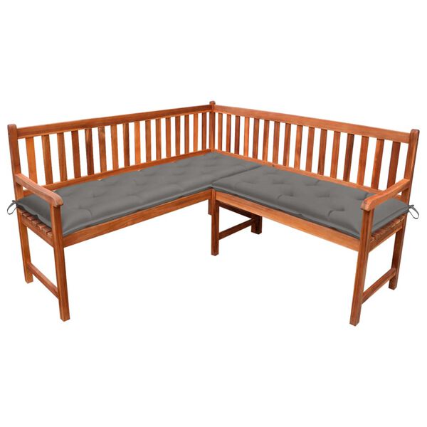 vidaXL Vrtna kutna klupa s jastucima 150 cm masivno bagremovo drvo