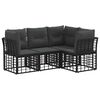 vidaXL Set vanjskih sofa s jastukom 4 pcs Crna Poliester