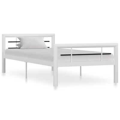 vidaXL Okvir za krevet bijelo-crni metalni 100 x 200 cm