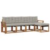 vidaXL Set vanjskih sofa s jastukom 5 pcs Prirodna i svijetlo siva
