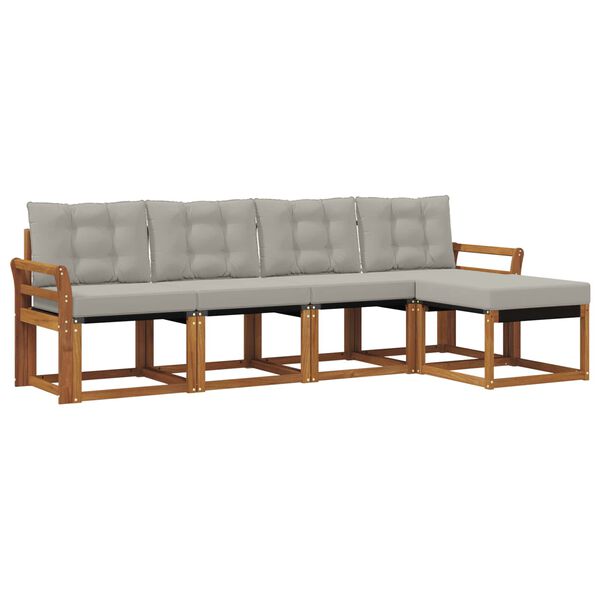 vidaXL Set vanjskih sofa s jastukom 5 pcs Prirodna i svijetlo siva