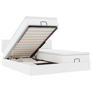 vidaXL Okvir kreveta s madracima bijela 200x200 cm umjetna koža