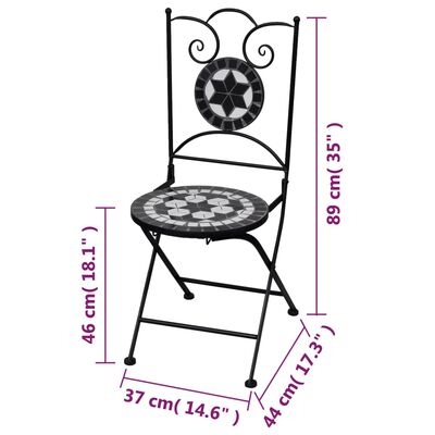 vidaXL Sklopive bistro stolice 2 kom keramičke crno-bijele