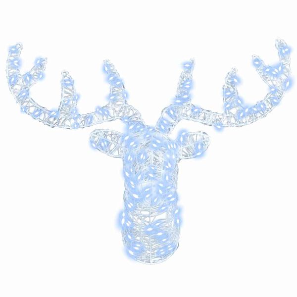 vidaXL Glava jelena Hladna bijela 68 x 36.5 x 62.5 cm Akril