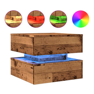 vidaXL Stolić za kavu s LED svjetlima boja staro drvo 50 x 50 x 40 cm