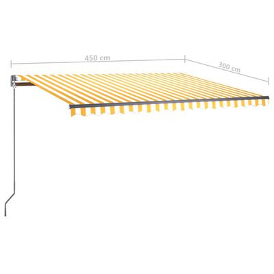 vidaXL Automatska tenda sa senzorom LED 450 x 350 cm žuto-bijela