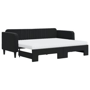 vidaXL Dnevni krevet na razvlačenje s madracima crni 80x200 cm bar&scaron;un