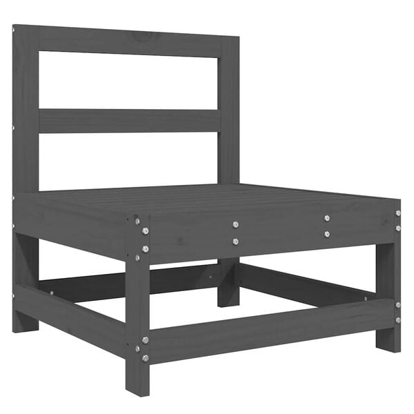 vidaXL Srednja sofa od masivne borovine s jastucima siva