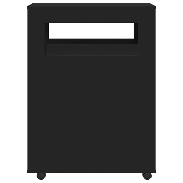 vidaXL Uski kupaonski ormarić s kotačima crni od konstruiranog drva