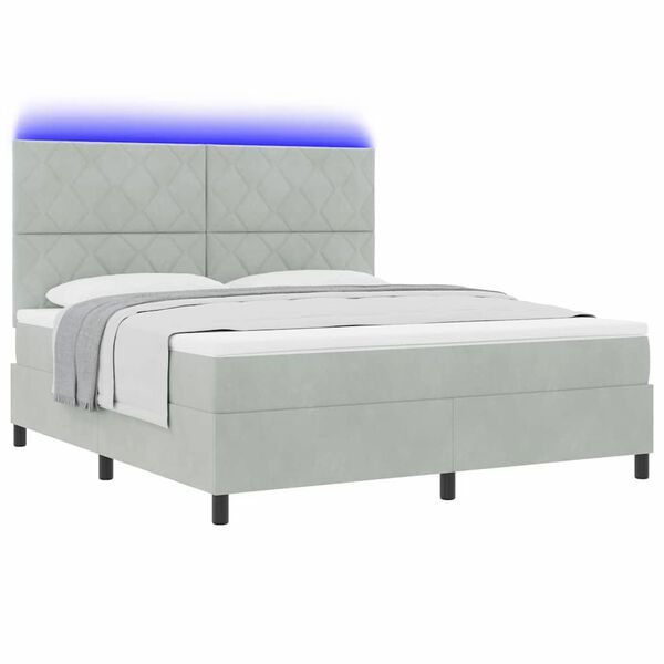 vidaXL LED Box Spring Krevet Svijetlo siva 180 x 200 cm Bar&scaron;un