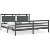 vidaXL Okvir za krevet s uzglavljem sivi 200 x 200 cm od masivnog drva