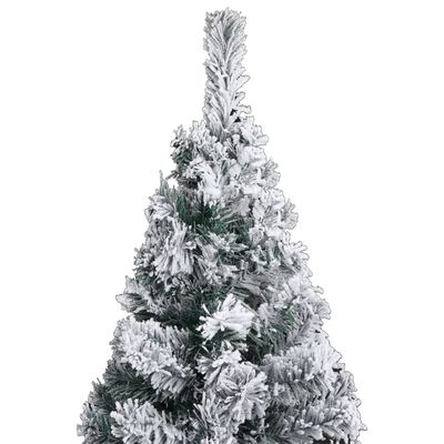 vidaXL Tanko osvijetljeno božićno drvce sa snijegom zeleno 120 cm PVC