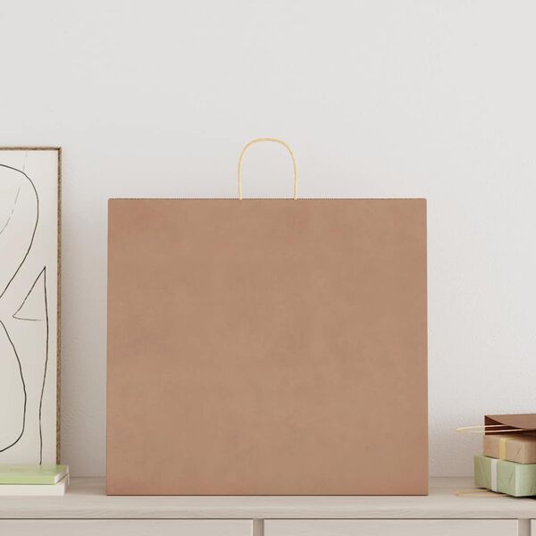 vidaXL Papirnate vrećice 250 kom s ručkama smeđe 54x15x49 cm