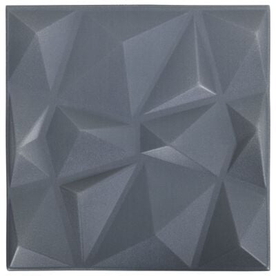 vidaXL 3D zidni paneli 48 kom 50 x 50 cm dijamantno sivi 12 m²