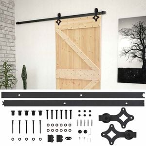 vidaXL Klizna vrata 80 x 210 cm Masivna borovina Prirodna i crna