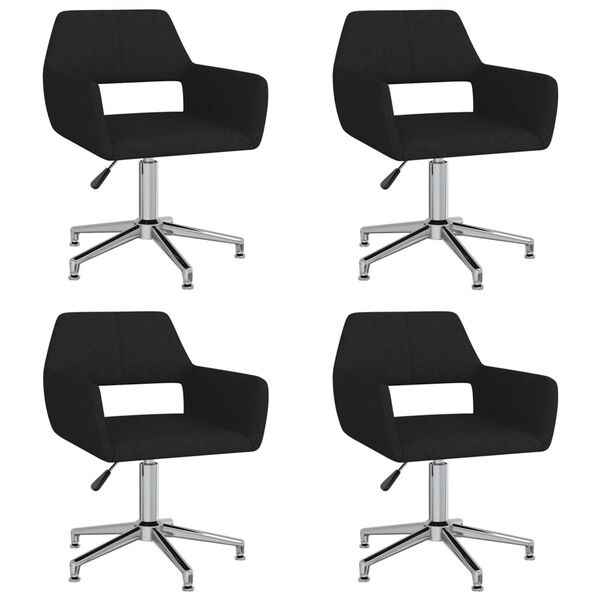 vidaXL Okretne blagovaonske stolice od tkanine 4 kom crne